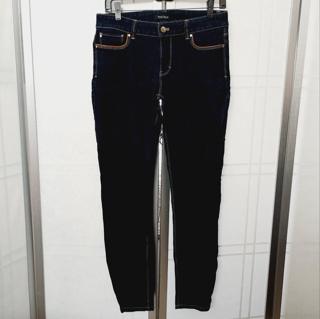 Finalwhbm Skinny Leg Jeans Faux Brown Leather Trim Size 6r